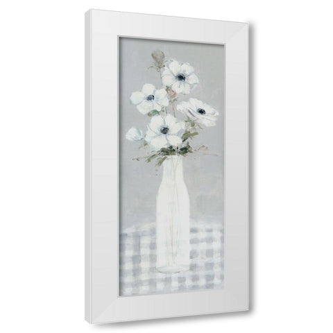 Gingham Anemone I White Modern Wood Framed Art Print by Swatland, Sally