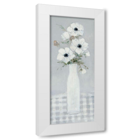 Gingham Anemone II White Modern Wood Framed Art Print by Swatland, Sally