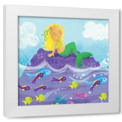 Mermaid Play I White Modern Wood Framed Art Print by Mitchell, Melanie