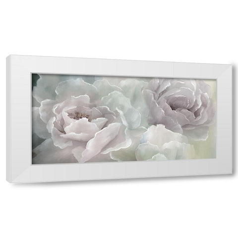 Peony Lace White Modern Wood Framed Art Print by Nan