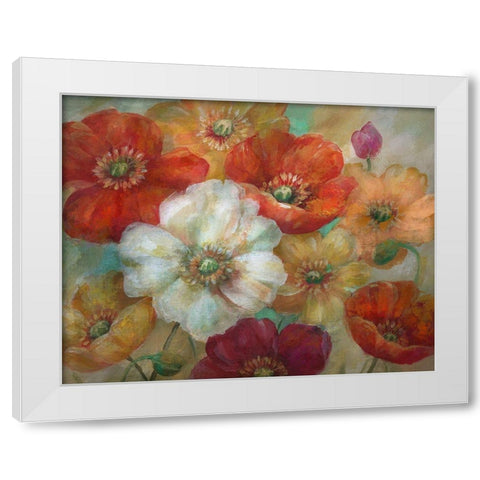 Poppycentric White Modern Wood Framed Art Print by Nan