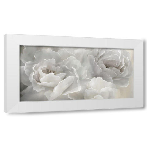 Soft Peony Lace White Modern Wood Framed Art Print by Nan