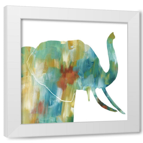 Painterly Elephant White Modern Wood Framed Art Print by Nan