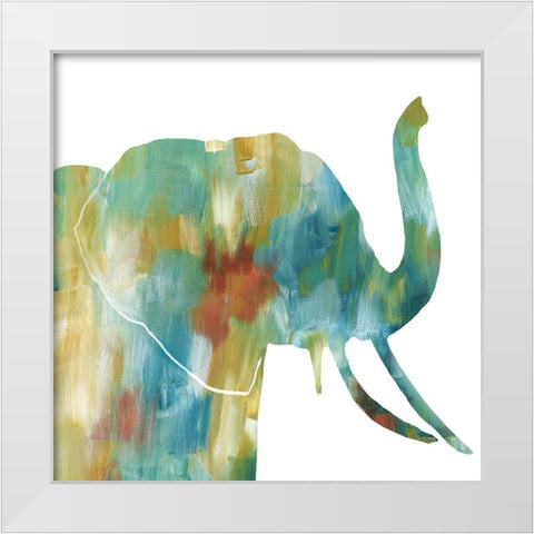 Painterly Elephant White Modern Wood Framed Art Print by Nan