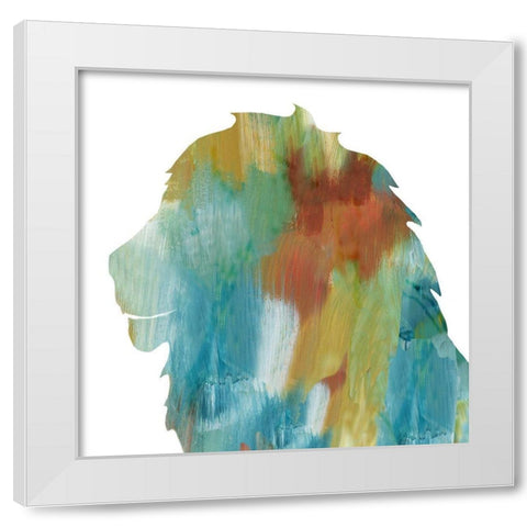 Painterly Lion White Modern Wood Framed Art Print by Nan