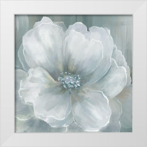 Quiet Poppy White Modern Wood Framed Art Print by Nan