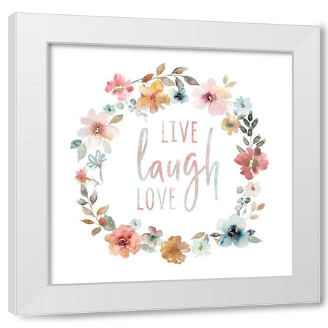 Live Laugh Love White Modern Wood Framed Art Print by Robinson, Carol