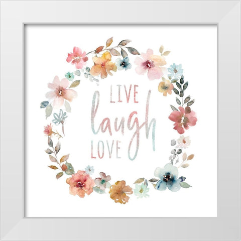 Live Laugh Love White Modern Wood Framed Art Print by Robinson, Carol