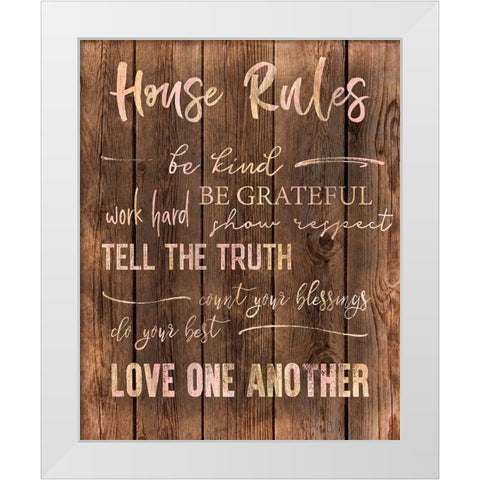 House Rules White Modern Wood Framed Art Print by CAD Designs