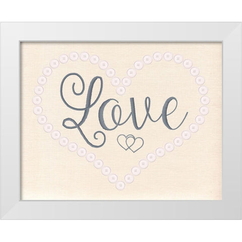 Stitched Love White Modern Wood Framed Art Print by Santiago, Daniela