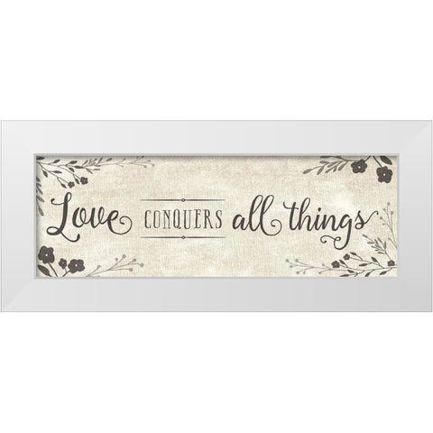 Love Conquers White Modern Wood Framed Art Print by Murray, Amanda