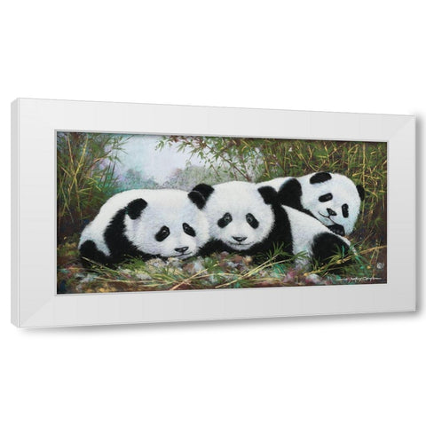 Panda Play White Modern Wood Framed Art Print by Orme, E. Anthony