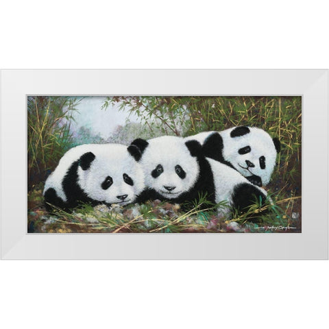 Panda Play White Modern Wood Framed Art Print by Orme, E. Anthony