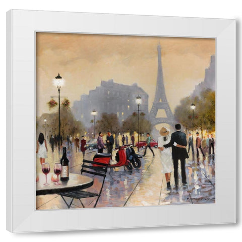Paris Twilight White Modern Wood Framed Art Print by Orme, E. Anthony
