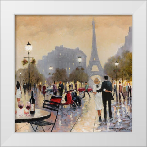 Paris Twilight White Modern Wood Framed Art Print by Orme, E. Anthony