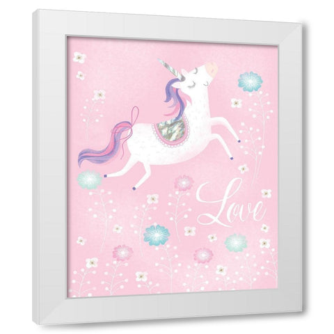 Love Unicorn White Modern Wood Framed Art Print by Hanton, Sophie