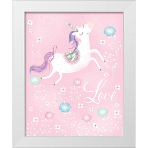 Love Unicorn White Modern Wood Framed Art Print by Hanton, Sophie
