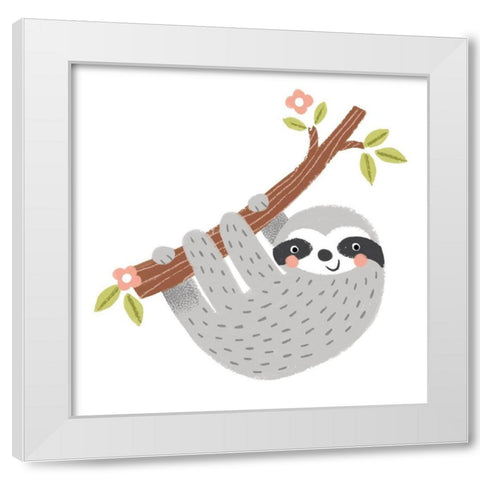 Grey Sloth White Modern Wood Framed Art Print by Anglicas, Louise