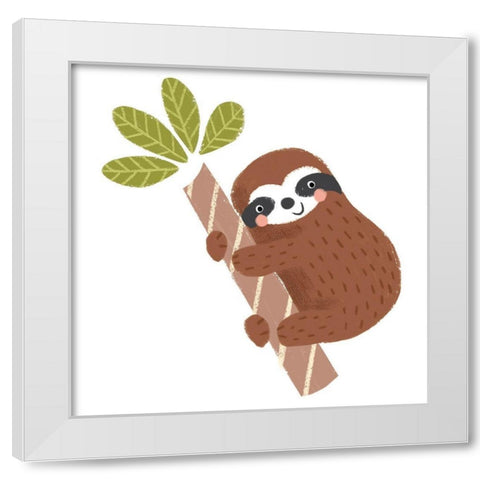 Brown Sloth White Modern Wood Framed Art Print by Anglicas, Louise
