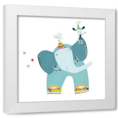 Circus Elephant White Modern Wood Framed Art Print by Pope, Kate and Elizabeth