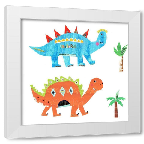 Dino Duo White Modern Wood Framed Art Print by Pope, Kate and Elizabeth