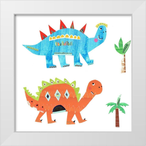 Dino Duo White Modern Wood Framed Art Print by Pope, Kate and Elizabeth