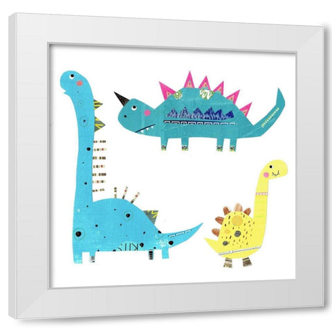 Dino Trio White Modern Wood Framed Art Print by Pope, Kate and Elizabeth