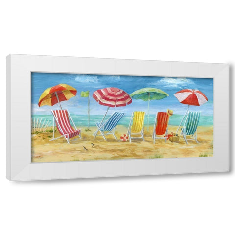 Bright Beach Chairs White Modern Wood Framed Art Print by Nan