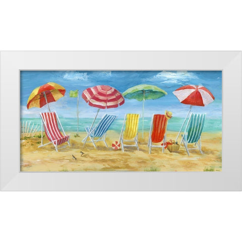 Bright Beach Chairs White Modern Wood Framed Art Print by Nan