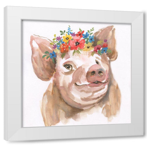 Royal Pig White Modern Wood Framed Art Print by Nan