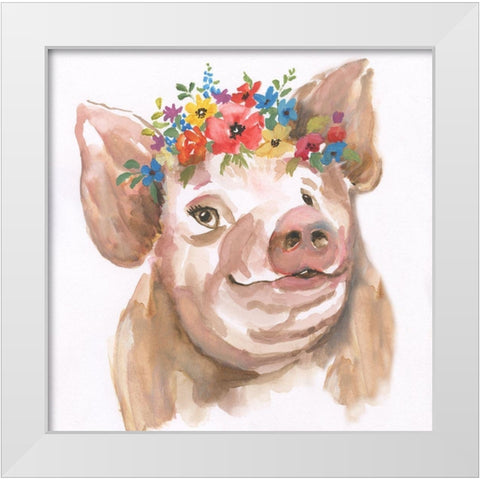 Royal Pig White Modern Wood Framed Art Print by Nan