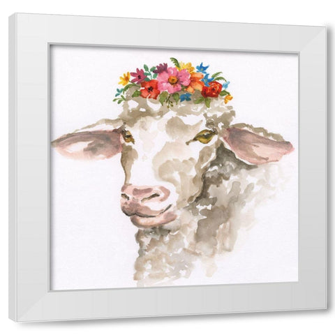 Princess Sheep White Modern Wood Framed Art Print by Nan