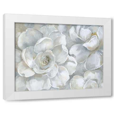 Gardenia White Modern Wood Framed Art Print by Nan