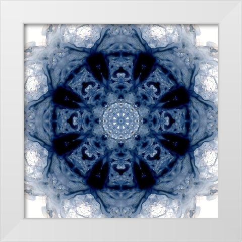 Indigo Kaleidoscope II White Modern Wood Framed Art Print by Nan