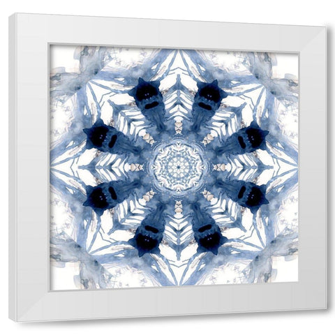 Indigo Kaleidoscope III White Modern Wood Framed Art Print by Nan