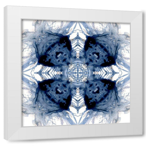 Indigo Kaleidoscope IV White Modern Wood Framed Art Print by Nan