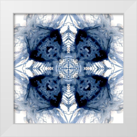 Indigo Kaleidoscope IV White Modern Wood Framed Art Print by Nan