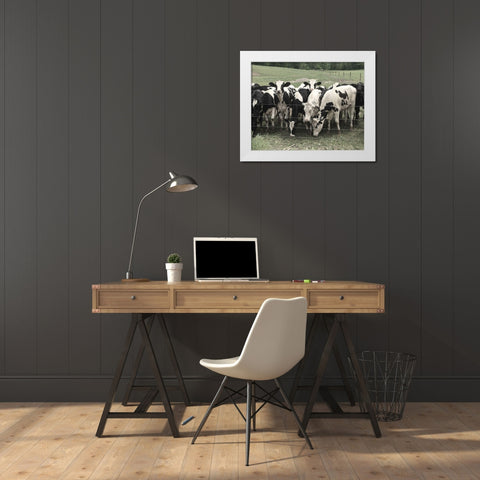 Mooove Over White Modern Wood Framed Art Print by Nan