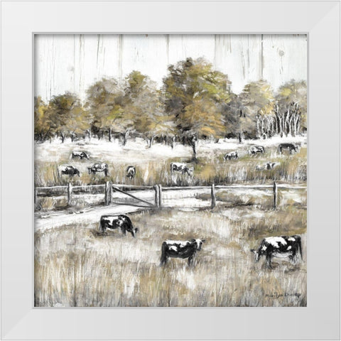 Lazy Grazing White Modern Wood Framed Art Print by Dunlap, Marilyn