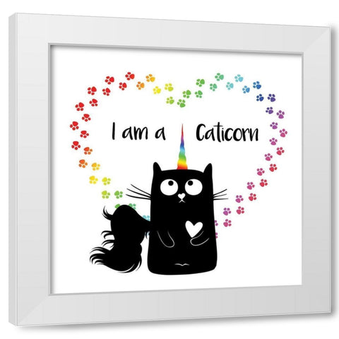 Caticorn White Modern Wood Framed Art Print by Murray, Amanda
