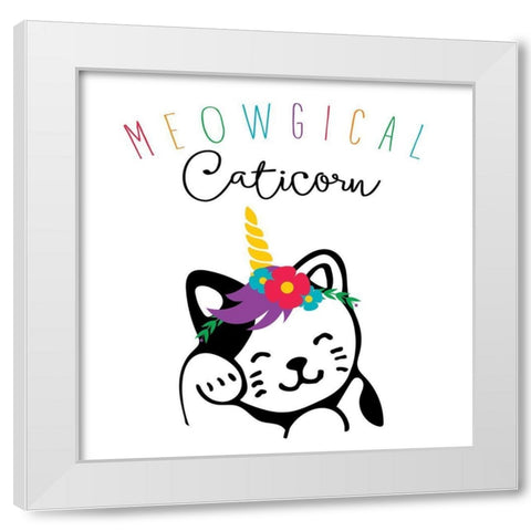 Meowgical White Modern Wood Framed Art Print by Murray, Amanda