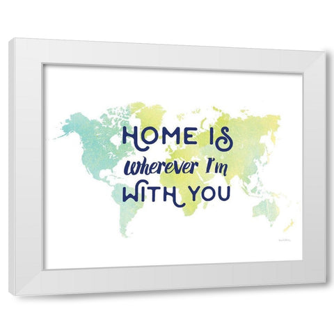 Home is World Map White Modern Wood Framed Art Print by Murray, Amanda