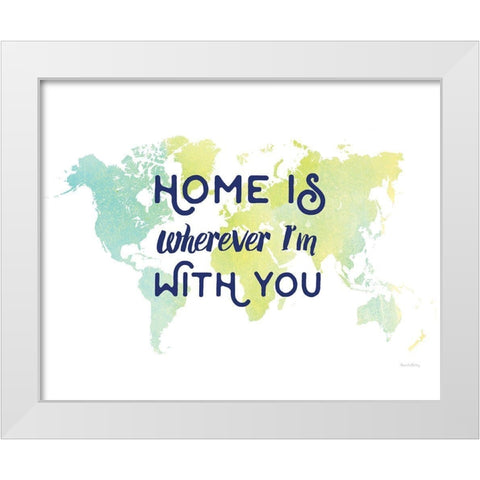Home is World Map White Modern Wood Framed Art Print by Murray, Amanda