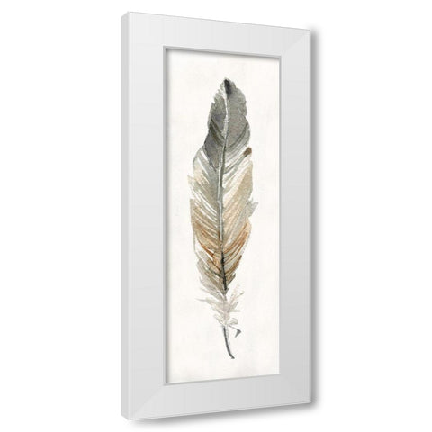 Neutral Feather I White Modern Wood Framed Art Print by Robinson, Carol