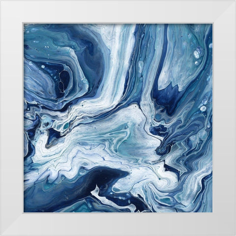 Blue Sea Agate White Modern Wood Framed Art Print by Craven, Katrina