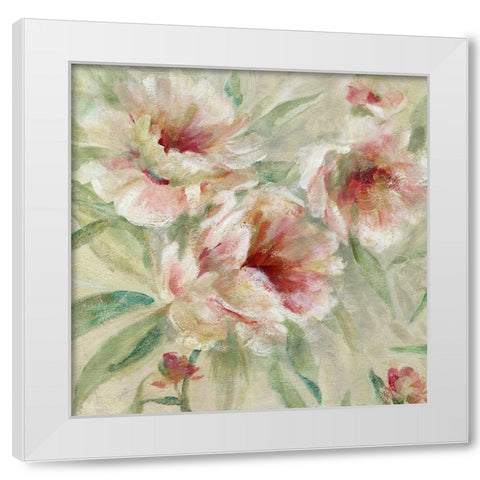 Peony Garden I White Modern Wood Framed Art Print by Robinson, Carol