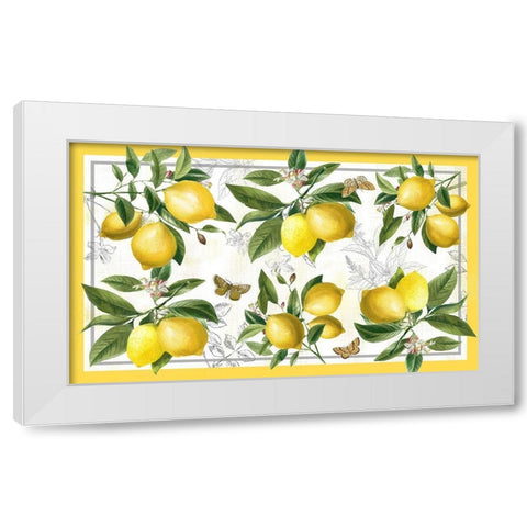 Linen Lemons White Modern Wood Framed Art Print by Nan