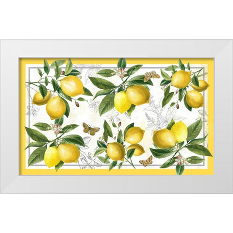 Linen Lemons White Modern Wood Framed Art Print by Nan