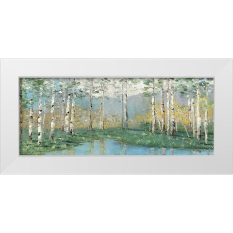 Birch River Reflections White Modern Wood Framed Art Print by Swatland, Sally