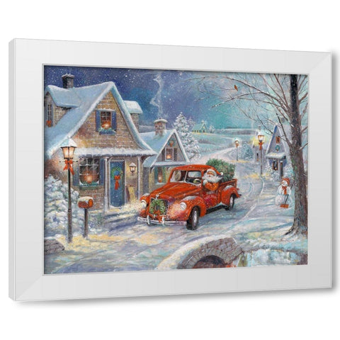 Santas Tree Farm White Modern Wood Framed Art Print by Manning, Ruane